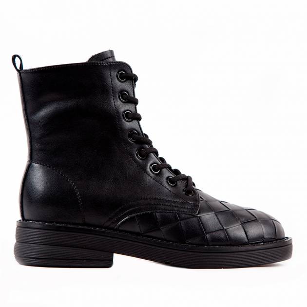 Ботинки из кожи чёрного цвета на шнуровке 